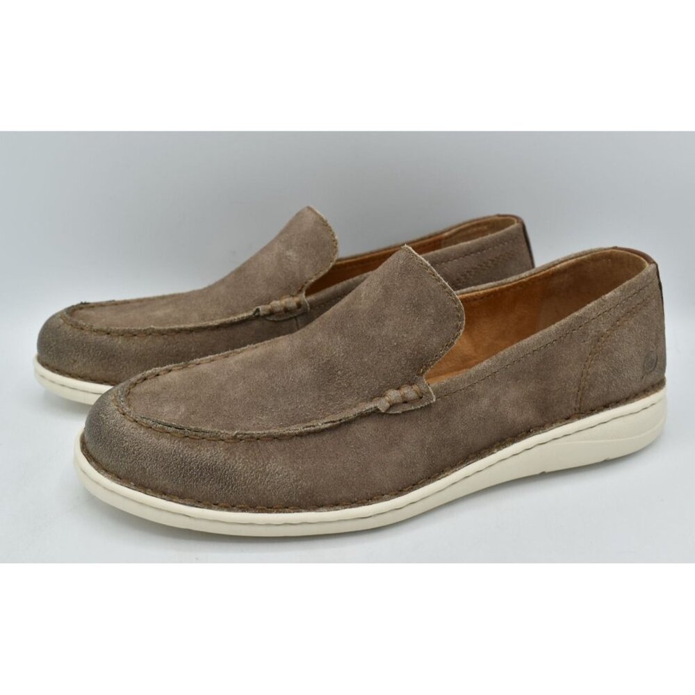 Born Mens Size 8.5 Thaton Taupe‎ Brown Combo Nubuck Slip On Loafers Shoes
